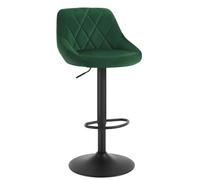 WOLTU Tabouret de bar siège bien rembourré en velours , Chaise de bar, Hauteur réglable pieds en métal, Vert Foncé