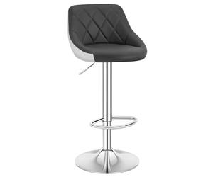 WOLTU Tabouret de Bar, Chaise de Bar Haute Cuisine, Réglable en Hauteur, Siège pivotant à 360° Confortable, avec Dossier et Repose-Pieds, pour Cuisine, Salle à Manger, en Similicuir, Gris+Blanc