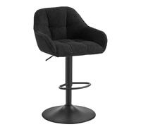WOLTU Tabouret de Bar, Chaise de Bar, Tabouret Bar Réglable en Hauteur, Siège Rembourré Pivotant, avec Dossier, Repose-Pieds, Chaise Haute Cuisine, Chenille+Velours Côtelé, Noir, BH400sz-1
