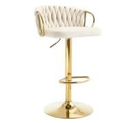 WOLTU Tabouret de Bar, Chaise Haute Cuisine avec Dossier, Crème | Chaise de Bar, Velours, Repose-Pieds, Tabouret Pivotant à 360°, Hauteur Réglable, Base Évasée en Métal pour Ilot Central