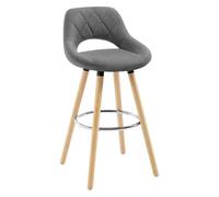 WOLTU Tabouret de Bar, Chaise Haute Cuisine, Siège Haut Rembourré Fixe, avec Dossier et Repose-Pieds, pour Îlot de Cuisine, Bistro, Siège en Lin, Cadre en Bois, Gris Foncé