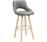 WOLTU Tabouret Bar, Chaise Haute Bar, Tabouret Haut avec Dossier et Repose-Pieds, Cadre en Bois, Siège en Similicuir, Gris, BH111gr-1