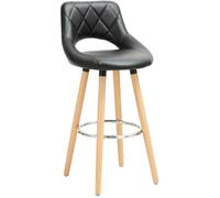 WOLTU Tabouret de bar, en Cuir synthétique et bois massif, avec dossier et repose-pieds, Noir