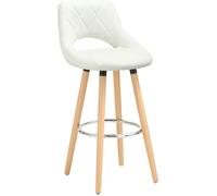 WOLTU Tabouret de bar en lin et bois massif avec dossier et repose-pieds 43x40x96cm Blanc