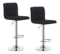 WOLTU Tabouret de bar en lin,lot de 2,Siège bien rembourré,Tabouret de bar pivotant,ajustable en hauteur,Noir