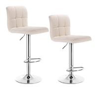 WOLTU Tabouret de bar en lin,lot de 2,Siège bien rembourré,Tabouret de bar pivotant,ajustable en hauteur,Crème