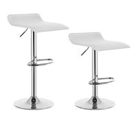 WOLTU Tabouret Bar Lot de 2, Chaise Haute Cuisine, Pivotant à 360°, Hauteur Réglable, pour Bar, Cuisine, Comptoir, Café, PVC+Métal, avec Repose-Pieds, Blanc+argenté