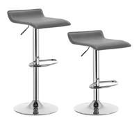 WOLTU Tabouret de bar en similicuir,lot de 2,Tabouret de bar pivotant,hauteur réglable,Gris