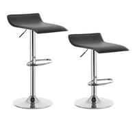 WOLTU Tabouret de bar en similicuir,lot de 2,Tabouret de bar pivotant,hauteur réglable,Noir