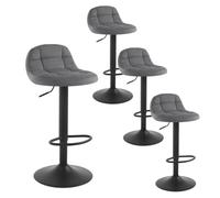 WOLTU Tabouret de Bar en Velours Lot de 4 Tabouret de Comptoir Tabouret Haut Hauteur Réglable Pivotant à 360° Dossier Repose-Pieds Hauteur du Siège 60-82cm Gris Foncé BH317dgr-4