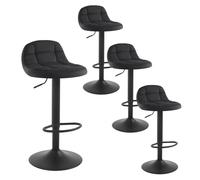 WOLTU Tabouret de Bar en Velours Lot de 4 Tabouret de Comptoir Tabouret Haut Hauteur Réglable Pivotant à 360° Dossier Repose-Pieds Hauteur du Siège 60-82cm Noir BH317sz-4