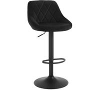 WOLTU Tabouret de Bar en Velours Tabouret pour bar-bistro avec repose-pied,Siège Hauteur réglable,Noir