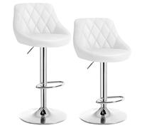 WOLTU Tabouret de Bar Lot de 2, 2 Tabourets de Cuisine Hauteur Réglable, en Similicuir, Blanc