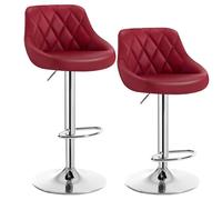 WOLTU Tabouret de Bar Lot de 2, 2 Tabourets de Cuisine Hauteur Réglable, en Similicuir, Bordeaux