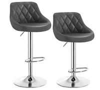 WOLTU Tabouret de Bar Lot de 2, 2 Tabourets de Cuisine Hauteur Réglable, en Similicuir, Gris