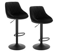 WOLTU Tabouret de Bar Lot de 2, 2 Tabourets de Cuisine Hauteur Réglable, en Similicuir, Noir
