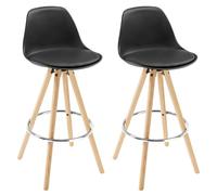 WOLTU Tabouret de Bar Lot de 2, avec Dossier, en PU, Noir | Chaise de bar avec Repose-Pied, pour ilot central cuisine, Salon, Salle à Manger
