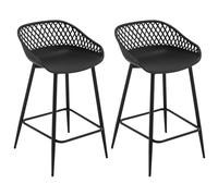 WOLTU Tabouret de Bar Lot de 2, avec Dossier, Siège Plastique, Noir
