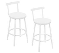 WOLTU Tabouret de Bar Lot de 2 avec Repose-Pieds et Dossier, Tabouret Haut sans Accoudoir, Cadre en Métal, Blanc, BH430ws-2