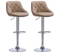 WOLTU Tabouret de Bar Lot de 2, Chaise de Bar Haute Cuisine, Réglable en Hauteur, Siège pivotant à 360° Confortable, avec Dossier et Repose-Pieds, pour Cuisine, Salle à Manger, en Similicuir, Kaki