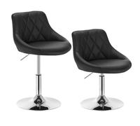 WOLTU Tabouret de Bar, Lot de 2, Chaise Coiffeuse en PU, Noir | Tabouret de bistrot Pivotante, Réglable en Hauteur 42-58 cm, avec Dossier, Structure métallique, pour Cuisine, Salon Chambre