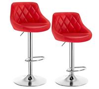 WOLTU Tabouret de Bar Lot de 2, Chaise de Bar Haute Cuisine, Réglable en Hauteur, Siège pivotant à 360° Confortable, avec Dossier et Repose-Pieds, pour Cuisine, Salle à Manger, en Similicuir, Rouge