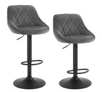 WOLTU Tabouret de Bar Lot de 2, Chaise de Bar Haute Cuisine, Réglable en Hauteur, Siège pivotant à 360° Confortable, avec Dossier et Repose-Pieds, pour Cuisine, Salle à Manger, en Velours, Gris Foncé