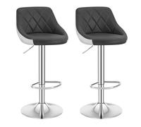 WOLTU Tabouret de Bar Lot de 2, Chaise de Bar Haute Cuisine, Réglable en Hauteur, Siège pivotant à 360° Confortable, avec Dossier et Repose-Pieds,pour Cuisine, Salle à Manger,en Similicuir,Gris+Blanc