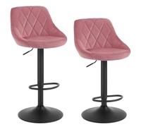 WOLTU Tabouret de Bar Lot de 2, Chaise de Bar Haute Cuisine, Réglable en Hauteur, Siège pivotant à 360° Confortable, avec Dossier et Repose-Pieds, pour Cuisine, Salle à Manger, en Velours, Rose