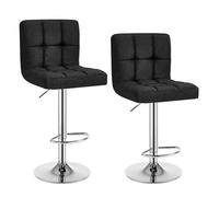 WOLTU Tabouret de Bar Lot de 2 en Lin réglage en Hauteur avec Dossier,Noir BH32sz-2