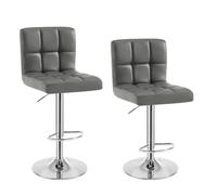 WOLTU Tabouret de Bar Lot de 2 en Simili Cuir réglage en Hauteur avec Dossier,Gris