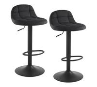WOLTU Tabouret de Bar Lot de 2, Tabourets avec Dossier, Velours, Noir