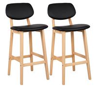 WOLTU Tabouret de Bar Lot de 2, Tabourets de Cuisine, en Similicuir et Bois, Noir
