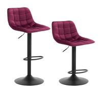 WOLTU Tabouret de Bar Lot de 2, Tabourets Rotatifs et Réglables en Hauteur, en Velours et Métal, Bordeaux