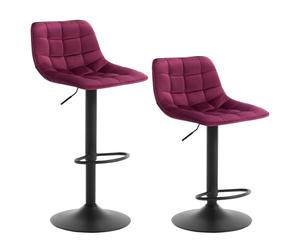 WOLTU Tabouret de Bar Lot de 2, Tabourets Rotatifs et Réglables en Hauteur, en Velours et Métal, Bordeaux