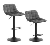 WOLTU Tabouret de Bar Lot de 2, Tabourets Rotatifs et Réglables en Hauteur, en Velours et Métal, Gris Foncé