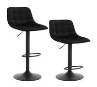 WOLTU Tabouret de Bar Lot de 2, Tabourets Rotatifs et Réglables en Hauteur, en Velours et Métal, Noir