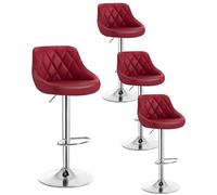 WOLTU Tabouret de Bar Lot de 4, Chaise de Bar Haute Cuisine, Réglable en Hauteur, Siège pivotant à 360° Confortable, avec Dossier et Repose-Pieds, pour Cuisine, Salle à Manger, en Similicuir,Bordeaux