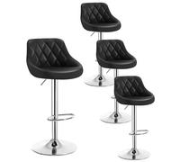 WOLTU Tabouret de Bar Lot de 4, Chaise de Bar Haute Cuisine, Réglable en Hauteur, Siège pivotant à 360° Confortable, avec Dossier et Repose-Pieds, pour Cuisine, Salle à Manger, en Similicuir, Noir