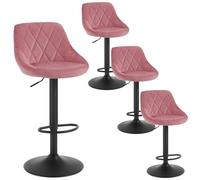 WOLTU Tabouret de Bar Lot de 4, Chaise de Bar Haute Cuisine, Réglable en Hauteur, Siège pivotant à 360° Confortable, avec Dossier et Repose-Pieds, pour Cuisine, Salle à Manger, en Velours, Rose