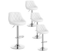 WOLTU Tabouret de Bar Lot de 4, Chaise de Bar Haute Cuisine, Réglable en Hauteur, Siège pivotant à 360° Confortable, avec Dossier et Repose-Pieds, pour Cuisine, Salle à Manger, en Similicuir, Blanc