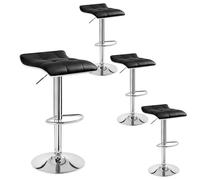 WOLTU Tabouret de Bar Lot de 4, Chaises de Bar Pivotantes à 360° avec Repose-Pieds, Réglable en Hauteur, en Similicuir PU et Métal, pour Cuisine Salon Cafétéria, Noir