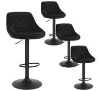 WOLTU Tabouret de Bar Lot de 4 en Velours, 4 tabourets de Cuisine Hauteur réglable,Noir BH219sz-4