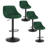 WOLTU Tabouret de Bar Lot de 4 en Velours, 4 tabourets de Cuisine Hauteur réglable,Vert Foncé BH219dgn-4