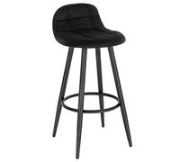 WOLTU Tabouret de bar Moderne, Chaise de Cuisine Haute avec Dossier, Repose-pieds et Assise Rembourrée, Tabouret en Velours et Métal, Hauteur d'Assise 70 cm, Noir BH364sz-1