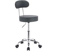 WOLTU Tabouret de Bureau Tabouret à roulettes avec Dossier,Chaise pivotante Chaise de Bureau Hauteur réglable,Gris