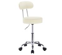 WOLTU Tabouret de Bureau Tabouret à roulettes avec Dossier,Chaise pivotante Chaise de Bureau Hauteur réglable,Crème