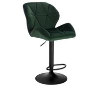 WOLTU Tabouret de Bar réglable en Hauteur Chaise Haute pour Bar avec Dossier siège rembouré en Velours Pied en métal,Vert Foncé, BH139dgn-1