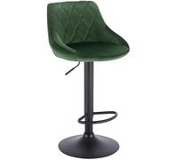 WOLTU Tabouret de bar siège bien rembourré en velours , Chaise de bar, Hauteur réglable pieds en métal, Vert Foncé