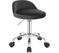 WOLTU Tabouret roulettes avec Petie Dossier, Tabouret de Bureau Pivotant à 360° Réglable en Hauteur, en Velours, pour Coiffure, Maquillage, Cuisine, Clinique, Pub, Moderne, Gris foncé, BS127dgr